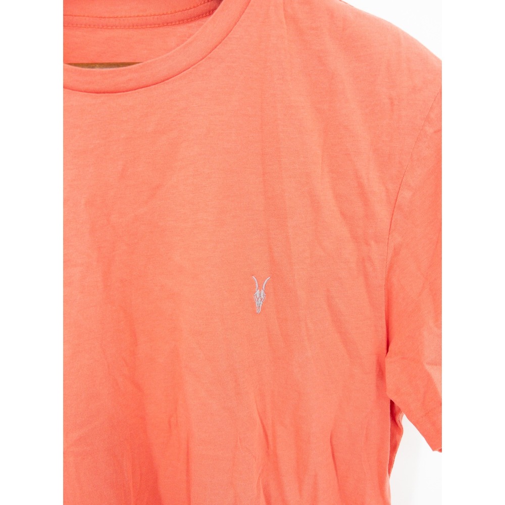 AllSaints Tonic Crew T-Shirt Slim Fit Organic Cotton Coral Orange Mens Small NWT - Picture 5 of 5
